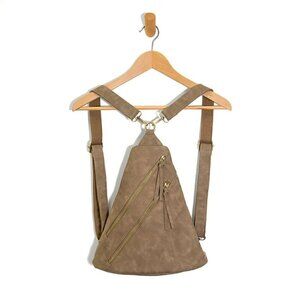 Joy Susan Tan Triangular Backpack with Adjustable Straps NWT